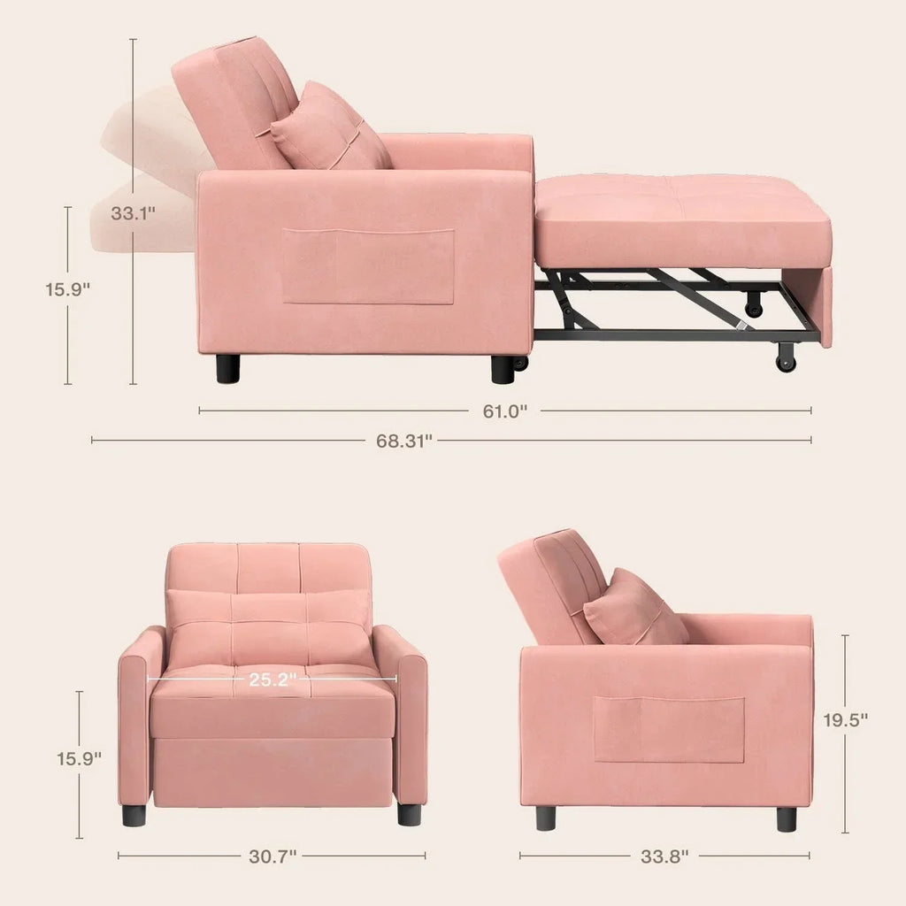 Verstelbare slaapbank 3-in-1, uitschuifbare fauteuilbank, ombouwbaar opklapbed voor de woonkamer