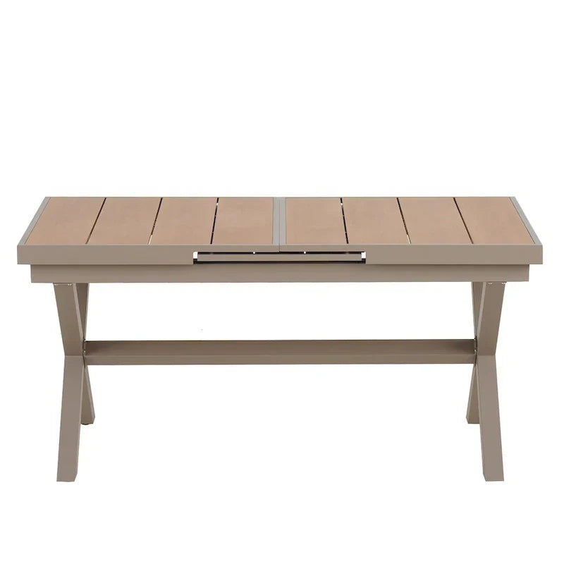 Ensemble de repas d’extérieur extensible 7 pièces avec table extensible et 6 fauteuils