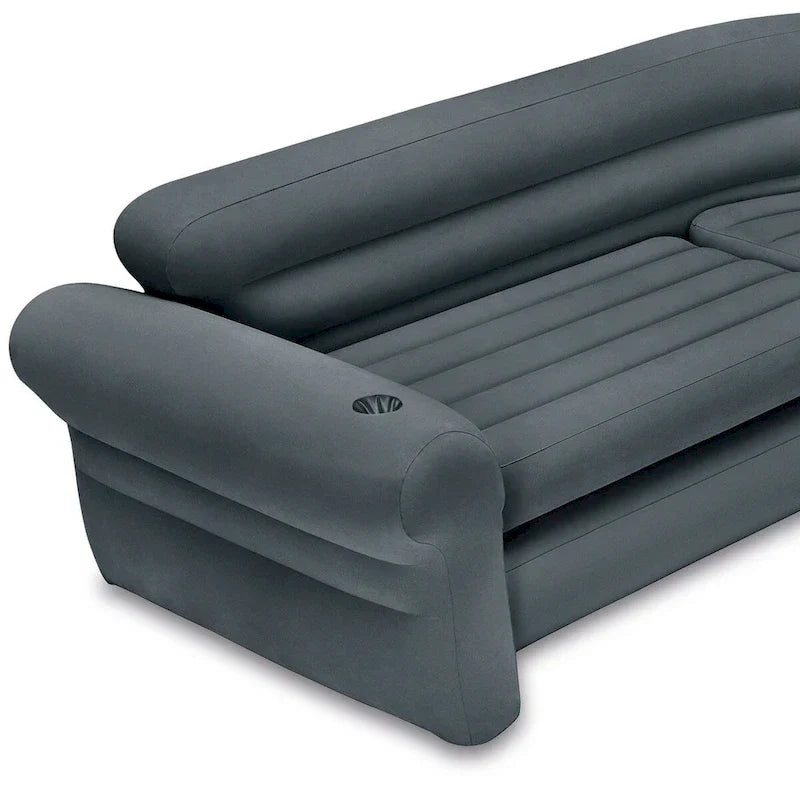 Intex hoekbank, L-vormige opblaasbare loungebank met bekerhouders, grijs (set van 2) - 26