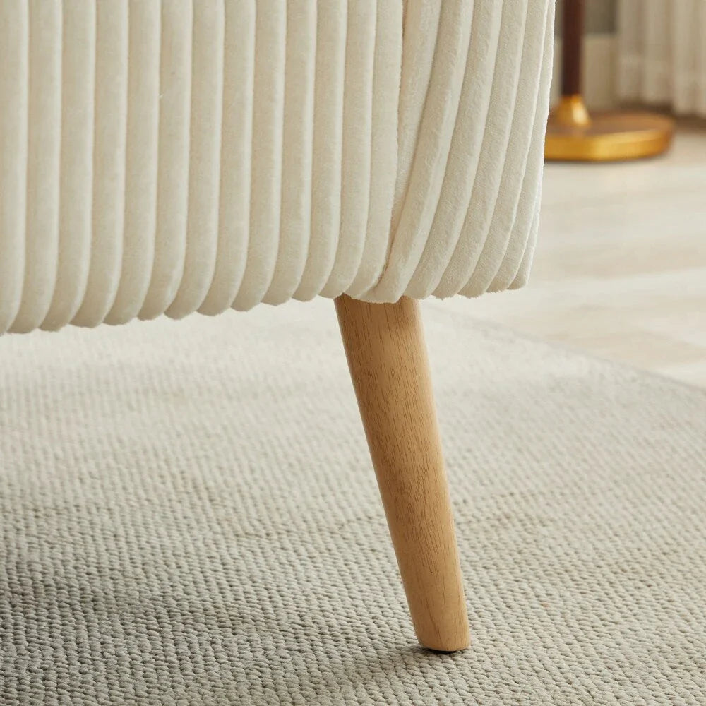 2-Sitzer-Sofa mit Cordbezug und Beinen aus Walnussholz