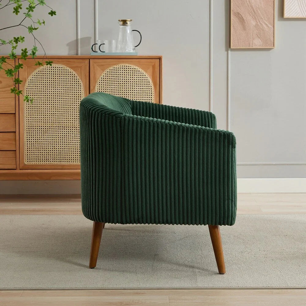 2-Sitzer-Sofa mit Cordbezug und Beinen aus Walnussholz