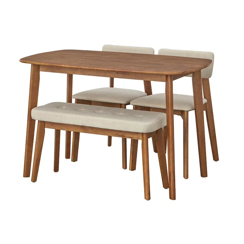 4-teiliges Esszimmer-Set aus Massivholz Simple Living Nettie