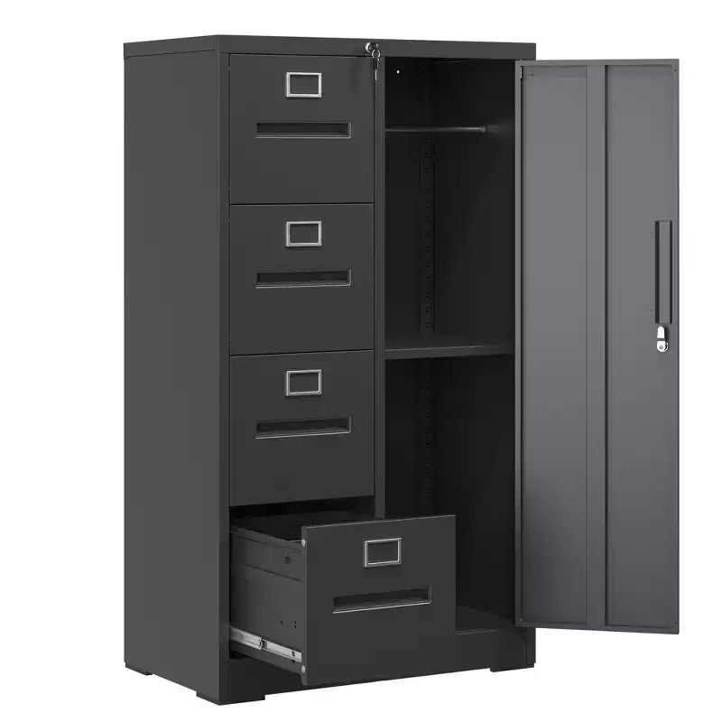 Metall-Aktenschrank mit Schloss, Stahlschrank mit 4 Schubladen