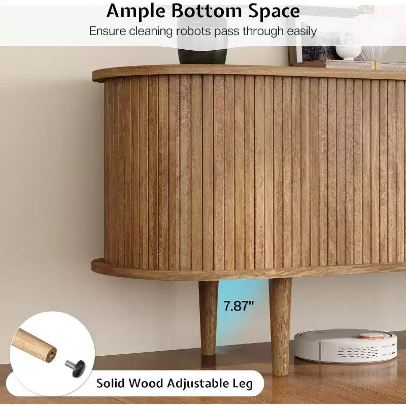Meuble TV AMERLIFE 70 avec pieds en bois massif, console TV moderne du milieu du siècle avec porte tambour