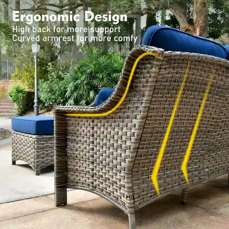 XIZZI 9-teiliges Gartenmöbel-Set für die Terrasse mit drehbarem Sessel