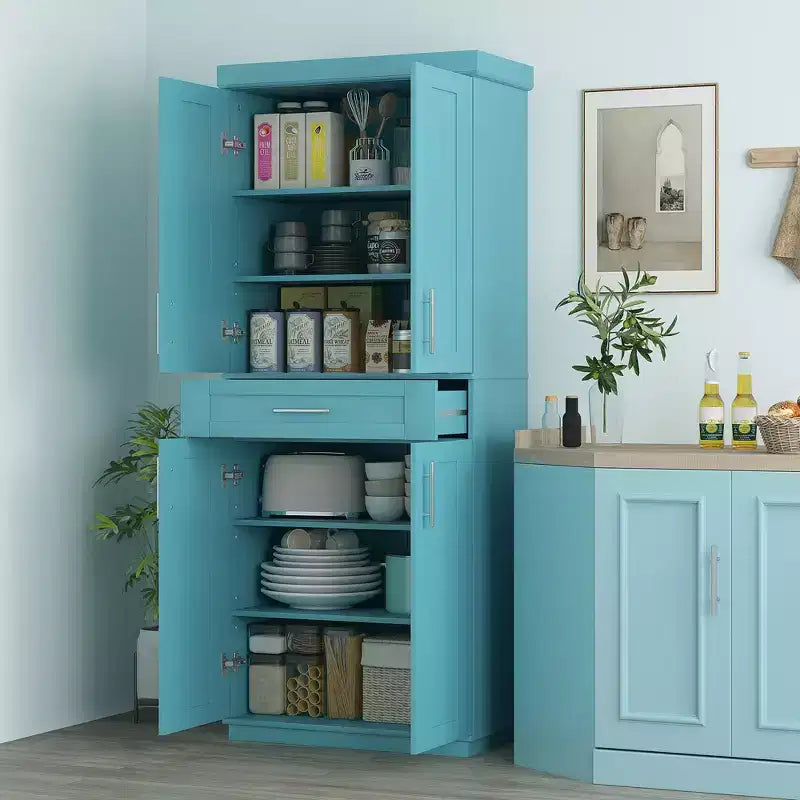 Placard de cuisine moderne indépendant avec portes et tiroir, étagères réglables
