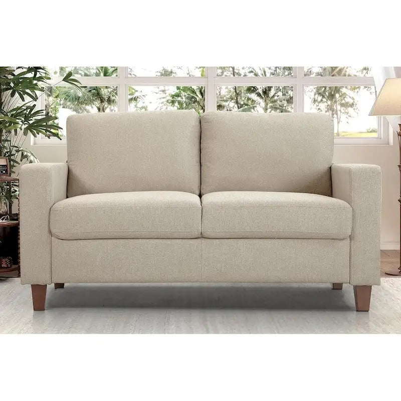 Duża sofa dwuosobowa Miles w nowoczesnym stylu mid-century, z odwracalnymi poduszkami oparcia