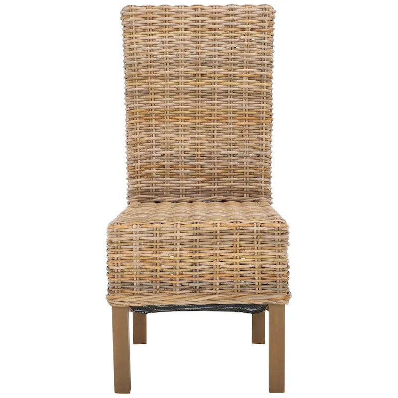 Set van 2 eetkamerstoelen van naturel rotan, 19W x 22D x 41H, boho-kuststijl