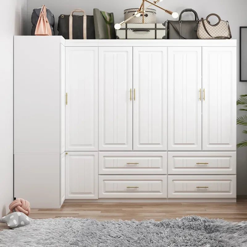 Armoire-penderie 93.9H/74.2H avec penderie, tiroirs et rangements
