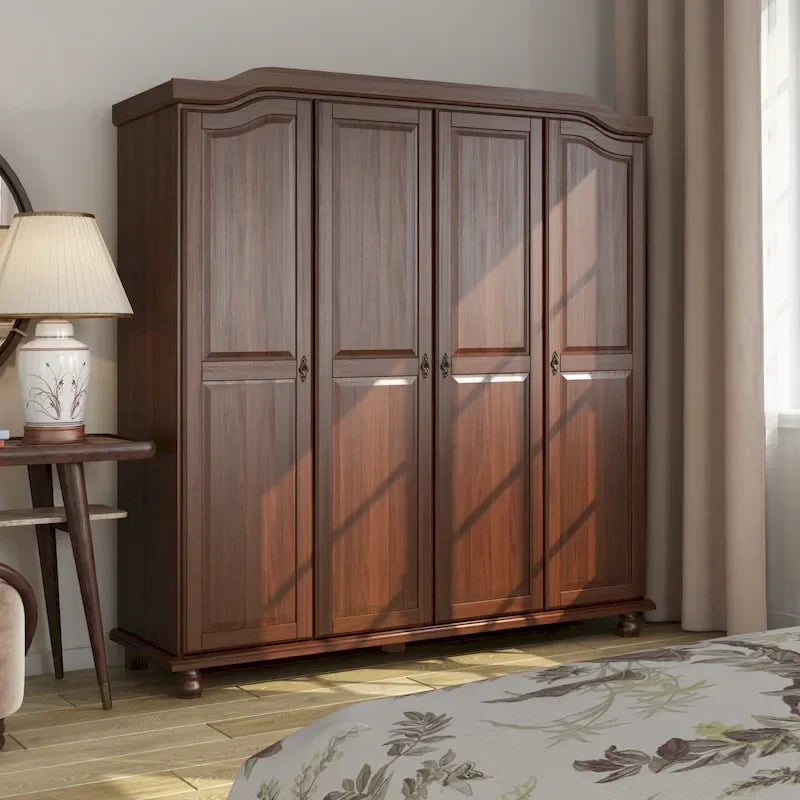 Palace Imports 100% Solid Wood Kyle 4-Door Wardrobe Armoire with Solid Wood or Mirrored Doors