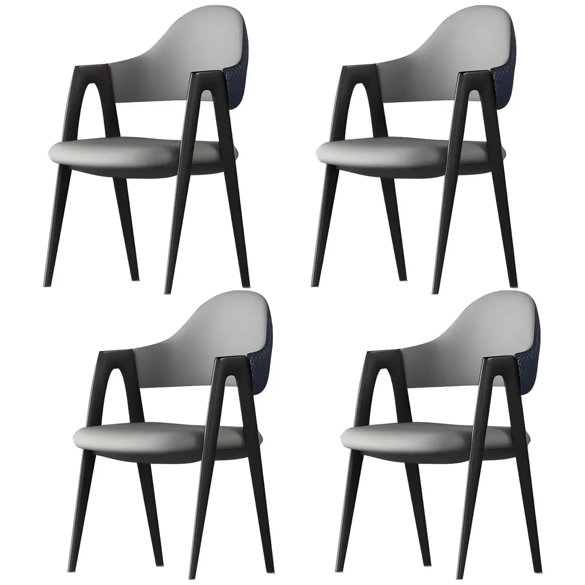 Modern Leather Curved Open Back Arm Dining Chair