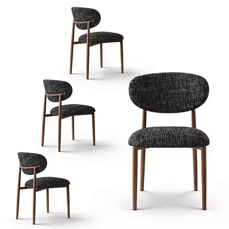 Set aus 4 modernen gepolsterten Esszimmerstühlen mit geschwungener Rückenlehne, armlose Seitenstühle mit Eisenrahmen für Esszimmer und Küche - Panipeachy