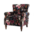 Araceli traditioneller gepolsterter Holzsessel mit Blumenmuster, Ohrenlehnen und Ziernägeln | ART OF LIVING DESIGNS