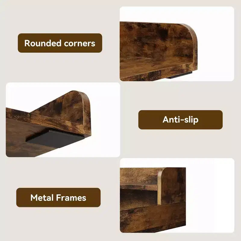 Houten blad voor wasmachine en droger, wasblad van 54 met opbergplank met 2 niveaus, antislip werkblad met opstaande randen voor een georganiseerde wasruimte