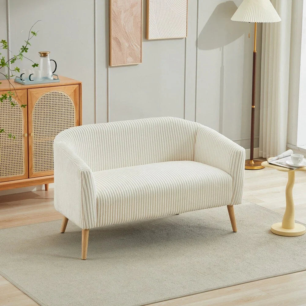 2-Sitzer-Sofa mit Cordbezug und Beinen aus Walnussholz