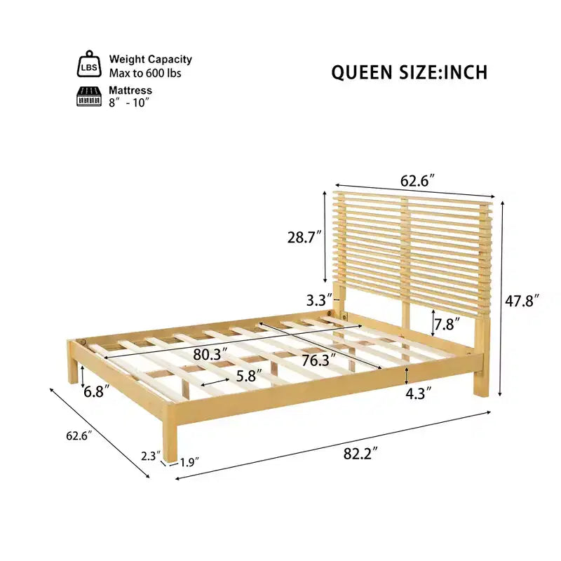Christopher Knight Home Eunji Bettrahmen aus Kiefernholz im modernen Stil mit horizontalen Latten am Kopfteil