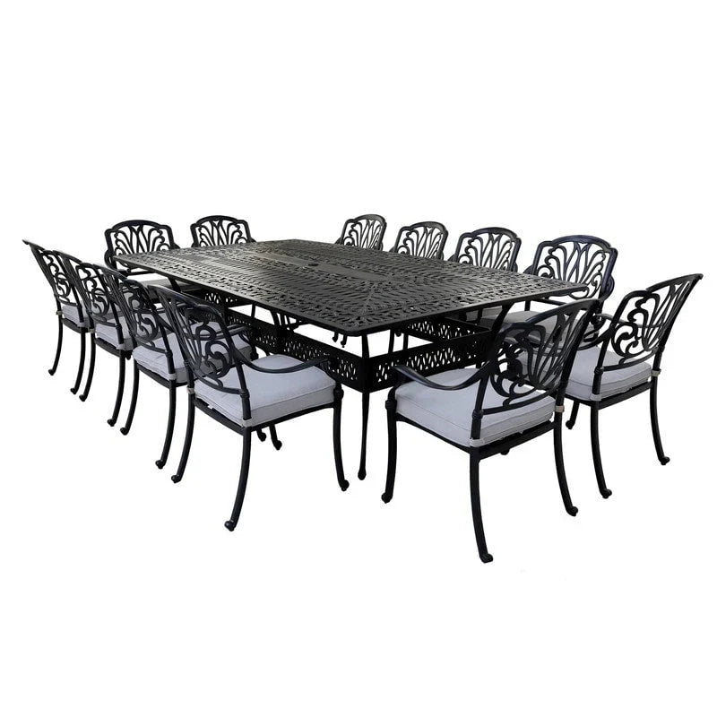 13-teiliges Essplatz-Set Manasquan aus Aluminium in Gunmetal von Havenside Home