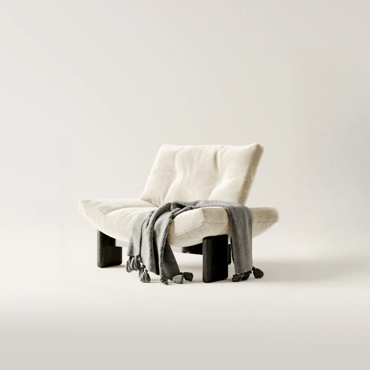 Moderner schwarzer Chenille-Sessel ohne Armlehnen mit Knopfheftung
