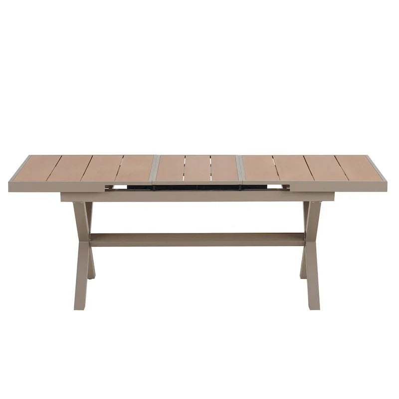 Ensemble de repas d’extérieur extensible 7 pièces avec table extensible et 6 fauteuils