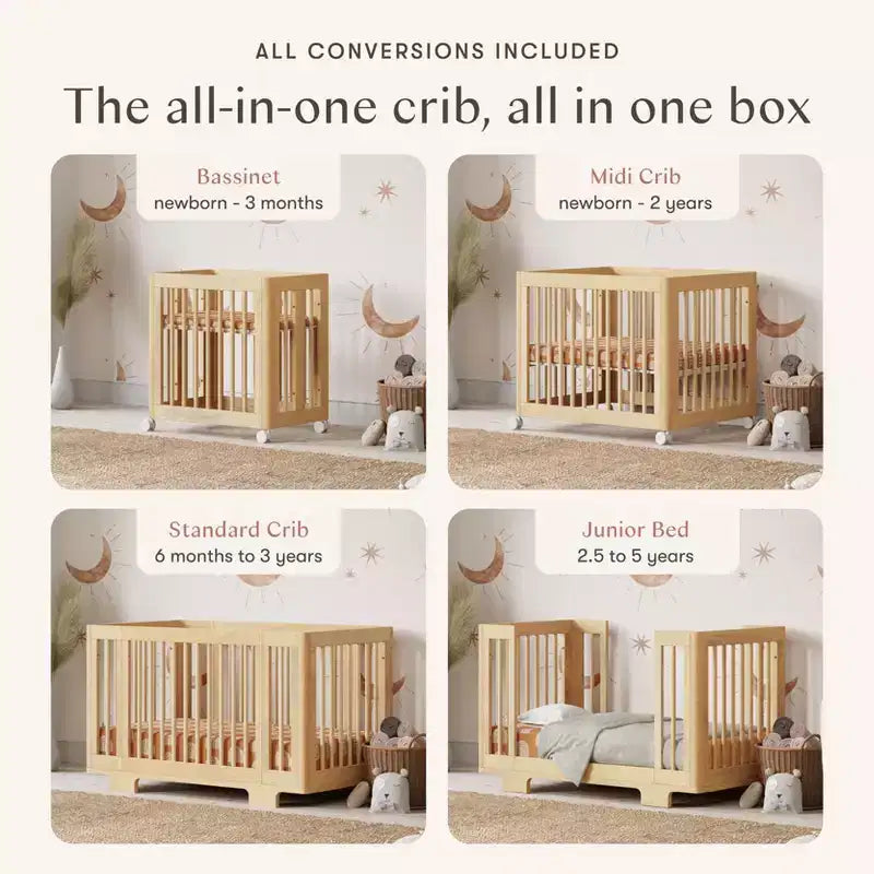Babyletto Yuzu 8-in-1-Kinderbett, umbaubar mit Umbausets für alle Altersstufen