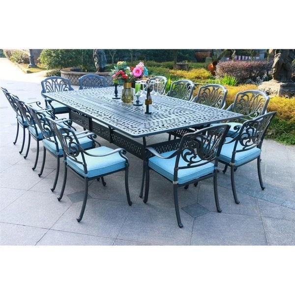 13-teiliges Essplatz-Set Manasquan aus Aluminium in Gunmetal von Havenside Home