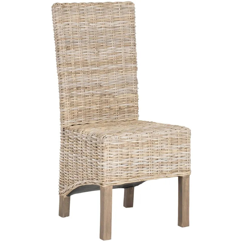 Set van 2 eetkamerstoelen van naturel rotan, 19W x 22D x 41H, boho-kuststijl