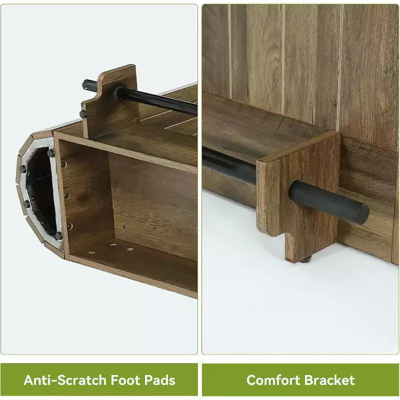 Lantine-Bartisch, 63-Zoll-Holzbar für Zuhause mit Metall-Fußstütze, Pubtisch mit Ablagefächern für Wohnzimmer, Bistro und Esszimmer (Braun)