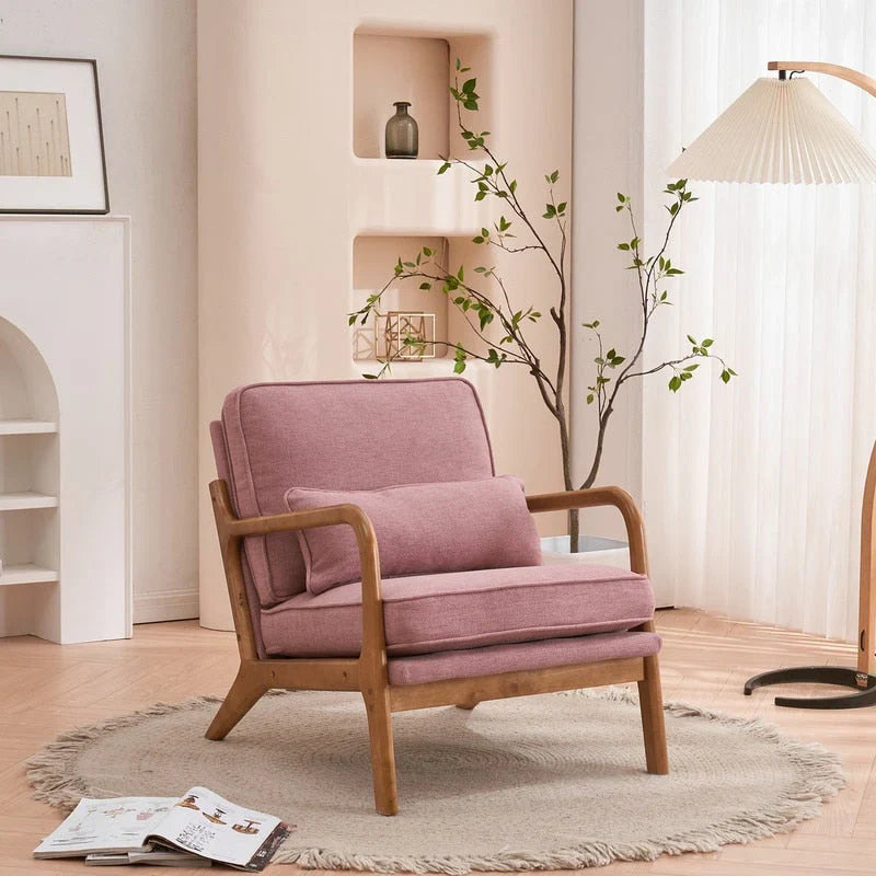Tapicerowany fotel akcentowy w stylu mid-century modern