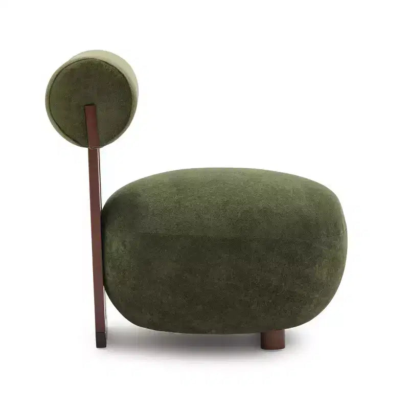 Christopher Knight Home Chariya moderne sculpturale accentstoel van rubberhout met fluwelen bekleding en cilindervormige rugleuning
