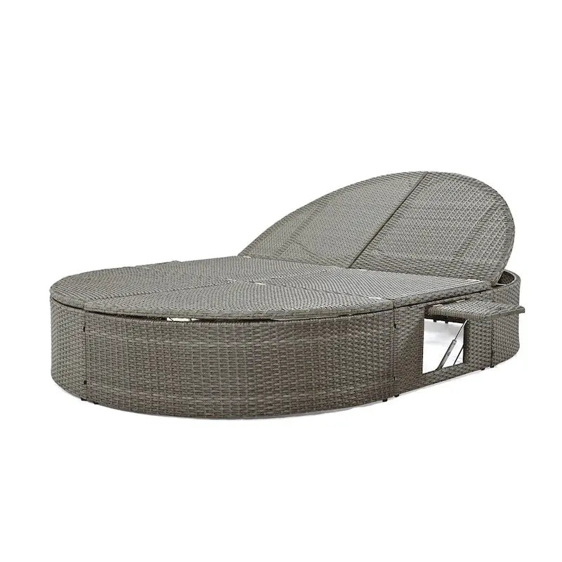 Lit de soleil d’extérieur pour patio, banquette-lit 2 places avec coussins et oreillers