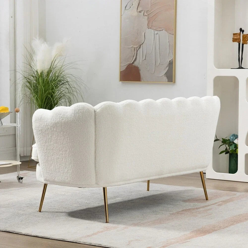Kleines Mini-Zweisitzer-Sofa mit goldenen Metallbeinen - 2-Sitzer
