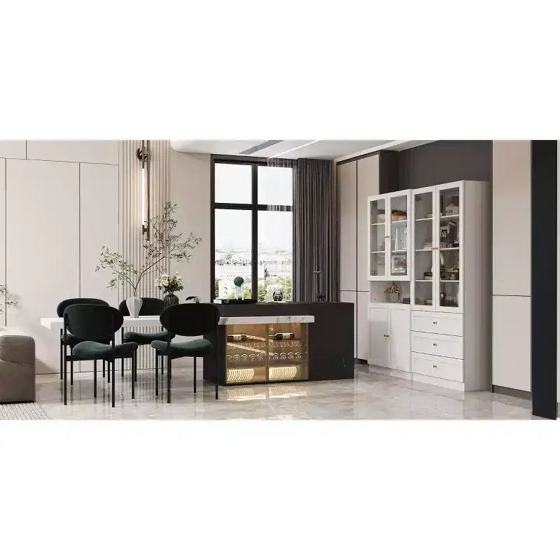 Famapy Vitrine mit Glastüren, Bücherregal, Organizer und Vorratsschrank
