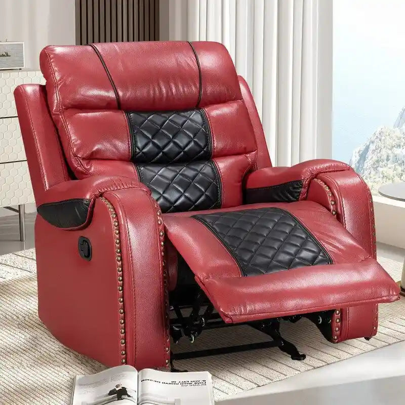 Extra grote fauteuil met verstelbare rugleuning van kunstleer in Amerikaans design voor de woonkamer