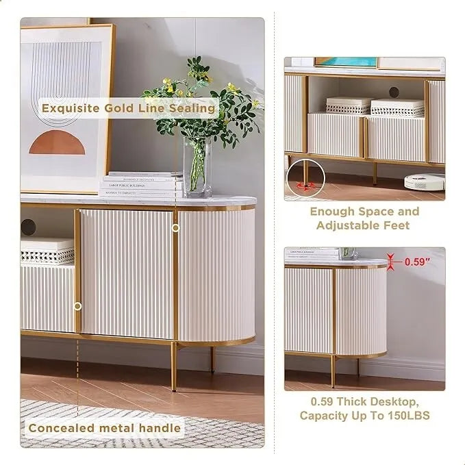 Moderner Luxus-TV-Schrank, Entertainment-Center mit Kunstmarmorplatte