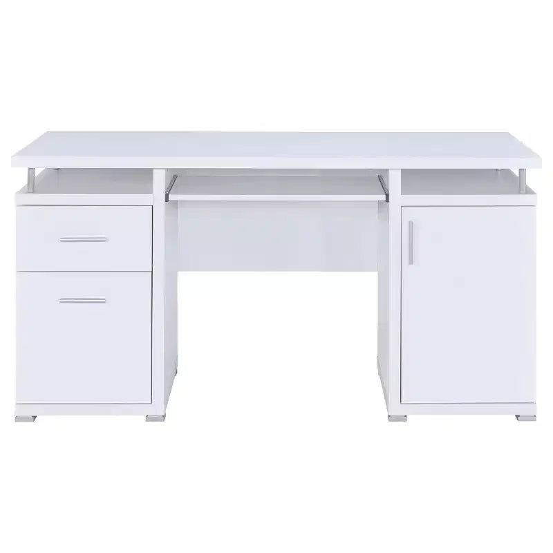 TUYOHW houten bureau van 55, computerbureau met 2 laden, 1 kast, 1 open plank en 1 deur, werkbureau voor thuiskantoor, studeerkamer en kleine ruimtes