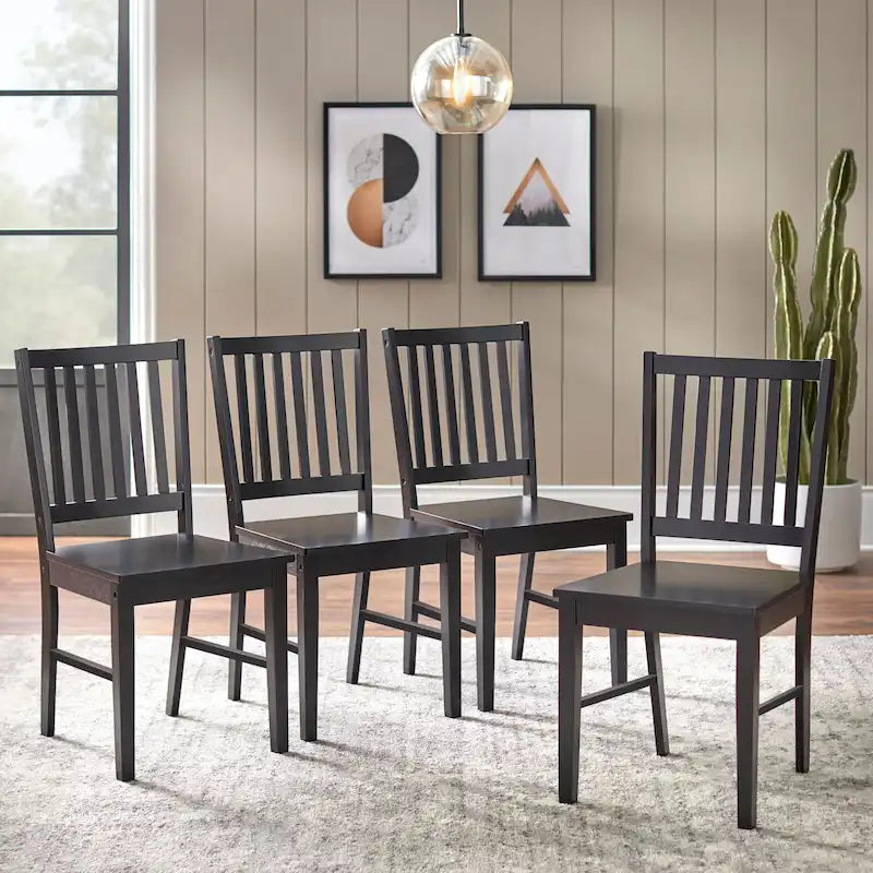 Set mit 4 Esszimmerstühlen aus Massivholz mit Sprossenlehne, stabilem Gestell, klassischem Design und einfacher Montage
