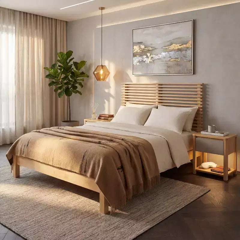Christopher Knight Home Eunji Bettrahmen aus Kiefernholz im modernen Stil mit horizontalen Latten am Kopfteil