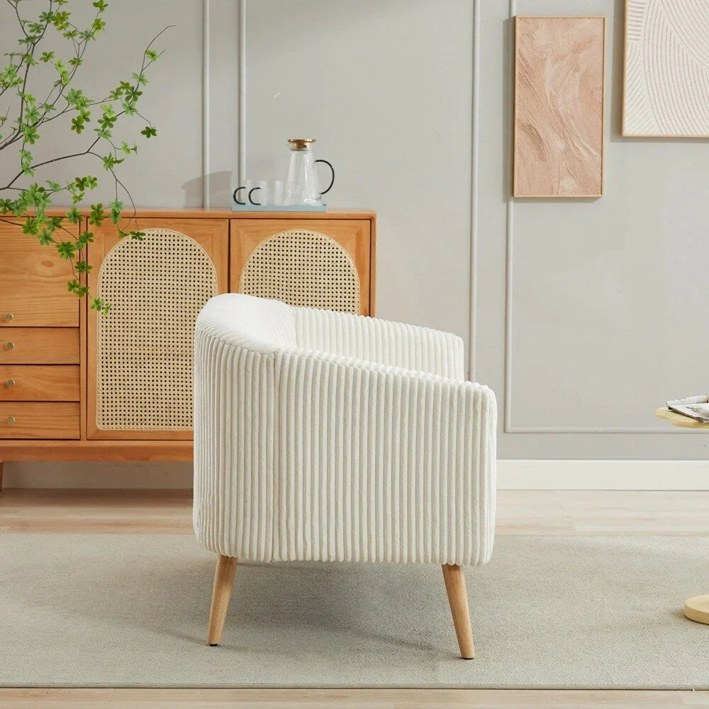 2-Sitzer-Sofa mit Cordbezug und Beinen aus Walnussholz