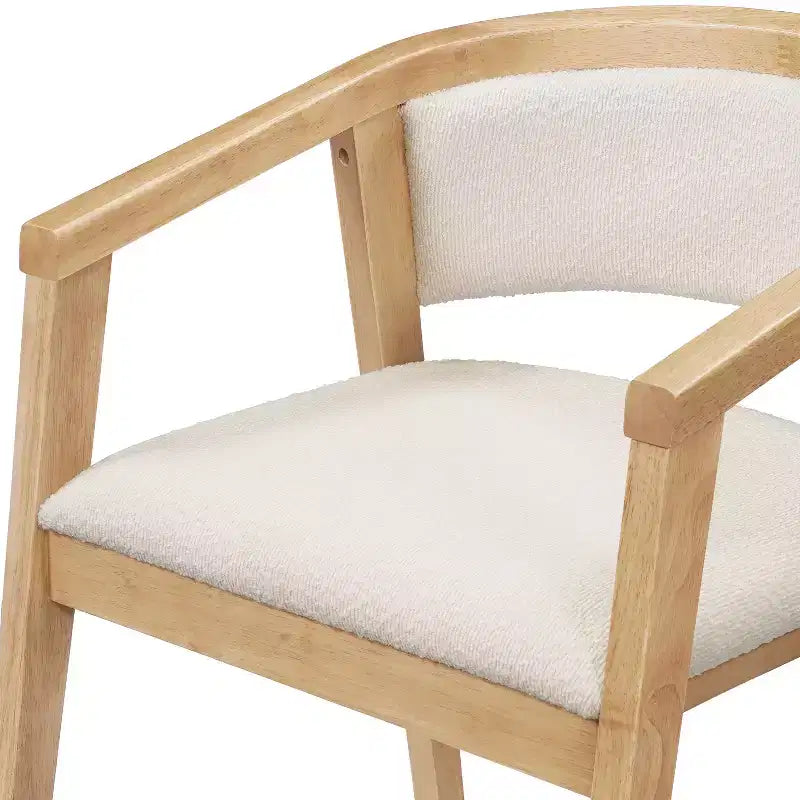 Christopher Knight Home Simon Essgruppe aus Gummibaumholz im Mid-Century-Modern-Stil, 5-teilig, mit Stühlen mit Bouclé-Polsterung