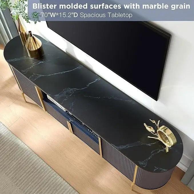 Moderner Luxus-TV-Schrank, Entertainment-Center mit Kunstmarmorplatte
