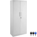 Armoire de rangement métallique VEVOR, armoire de rangement verrouillable en acier avec 2 portes magnétiques et 4 étagères réglables, armoire métallique de 71' d’une capacité de 200 lbs, blanche