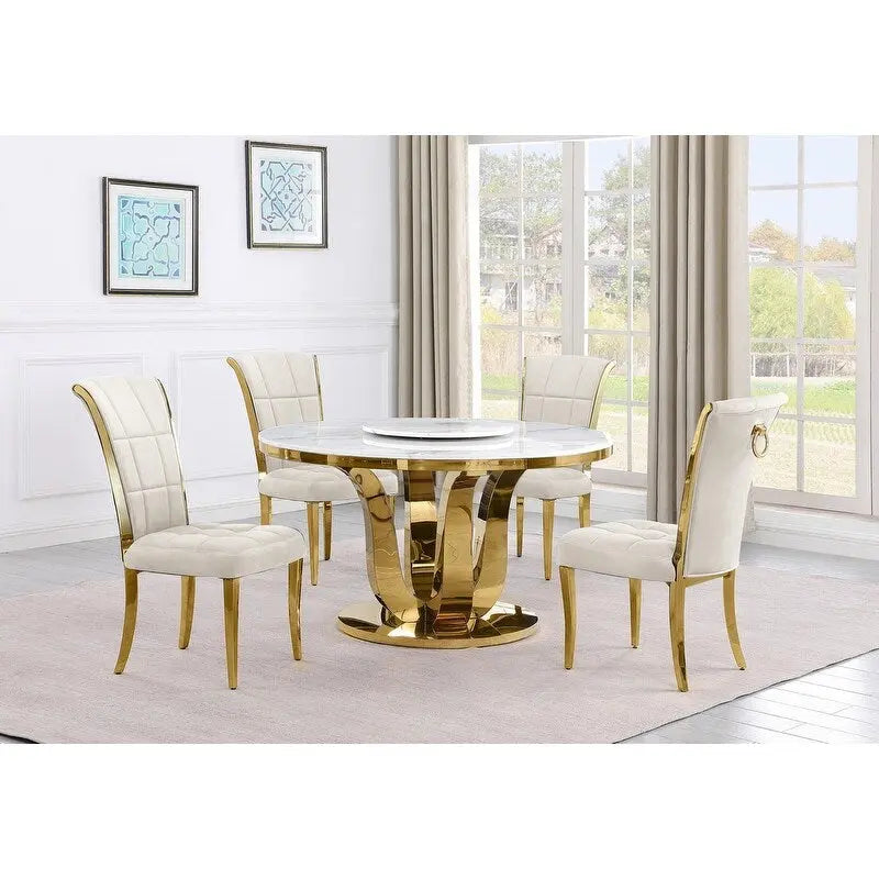 Best Quality Furniture D325-SC324-7 runde Essgruppe, 5-teilig