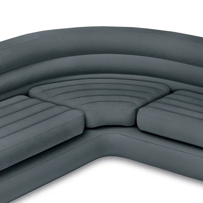 Intex hoekbank, L-vormige opblaasbare loungebank met bekerhouders, grijs (set van 2) - 26