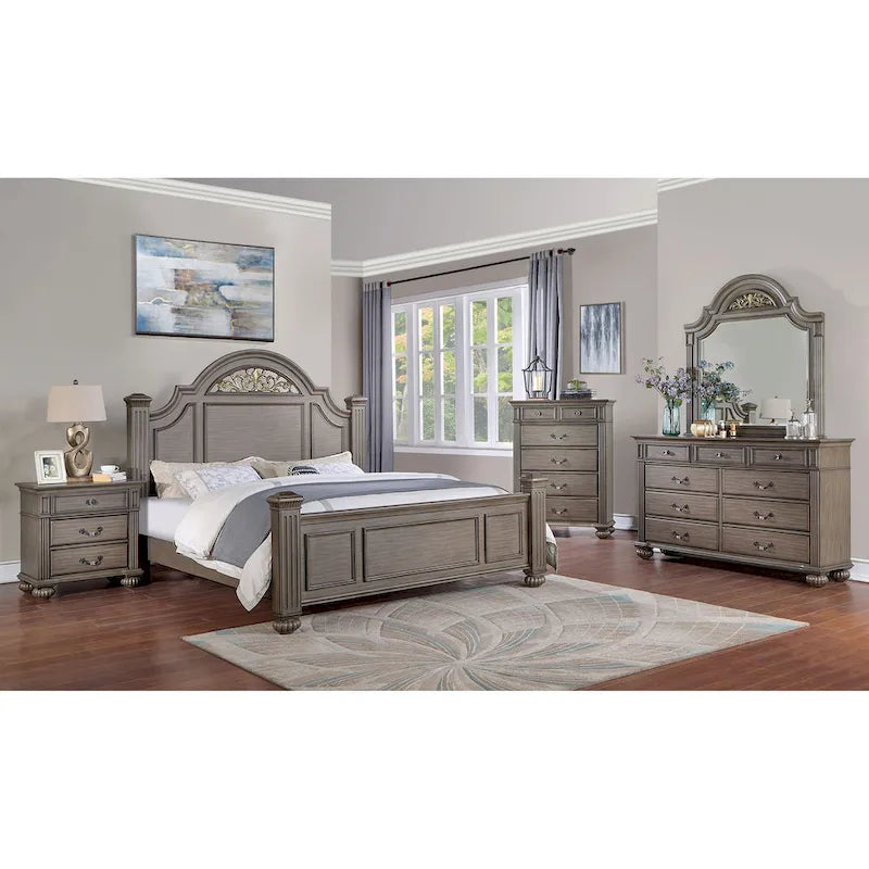 Vame traditionelle 2-teilige Kommode mit 9 Schubladen und Spiegel von Furniture of America