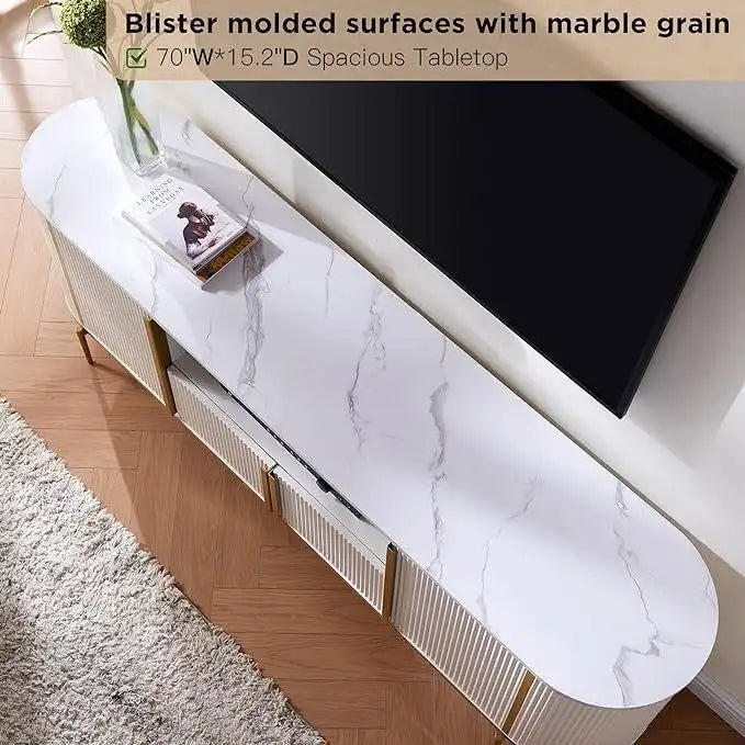 Moderner Luxus-TV-Schrank, Entertainment-Center mit Kunstmarmorplatte