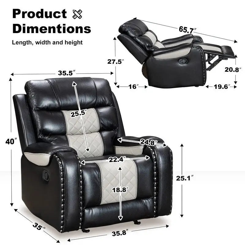 Extra grote fauteuil met verstelbare rugleuning van kunstleer in Amerikaans design voor de woonkamer
