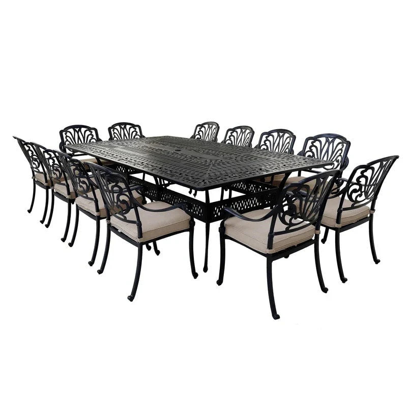 13-teiliges Essplatz-Set Manasquan aus Aluminium in Gunmetal von Havenside Home