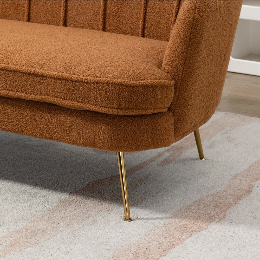 Kleines Mini-Zweisitzer-Sofa mit goldenen Metallbeinen - 2-Sitzer