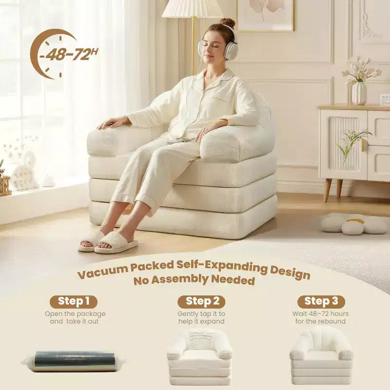 Canapé-lit pliant 2-en-1 Yaheetech, fauteuil-lit pliable pour salon et chambre