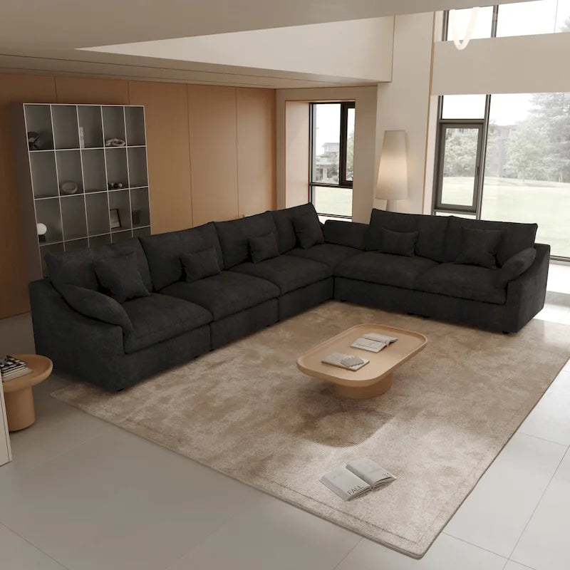 Großes Ecksofa aus Leinen für das Wohnzimmer